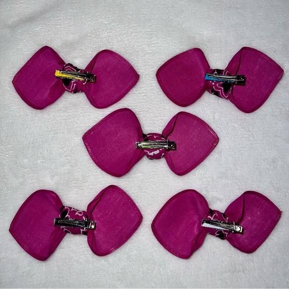 Magenta Paisley Rockabilly Bandana Knotted Hair Bow - Picture 10 of 11